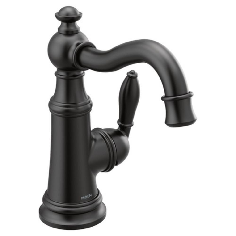 Moen Matte Black Single Handle Monoblock Bathroom Sink Faucet Lever Handle 