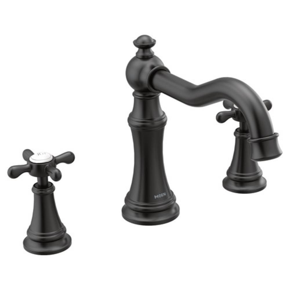 Moen Matte Black Two Handle Bathroom Sink Faucet Cross Handle 