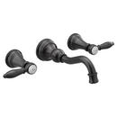 Moen Matte Black Two Handle Wall Mount Widespread Bathroom Sink Faucet 