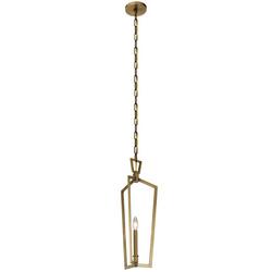 60W 1-Light Candelabra E-12 Incandescent Pendant Light in Natural Brass