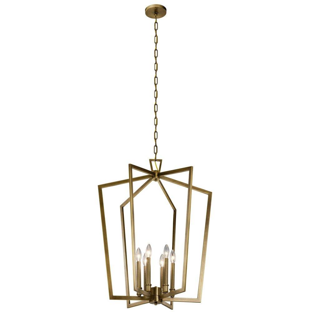 Kichler Lighting Natural Brass 60W 6-Light Candelabra E-12 incandescent Pendant 