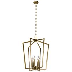 60W 6-Light Candelabra E-12 incandescent Pendant in Natural Brass
