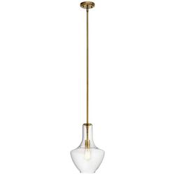 100W 1-Light Medium E-26 Incandescent Pendant Light in Natural Brass