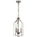 60W 3-Light Candelabra E-12 Incandescent Foyer Lighting in Brushed Nickel