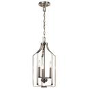 60W 3-Light Candelabra E-12 Incandescent Foyer Lighting in Brushed Nickel