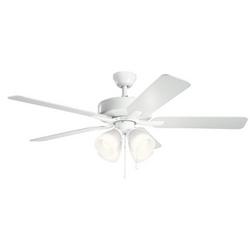 52W 4-Light 5-Blade Medium E-26 LED Ceiling Fan in White