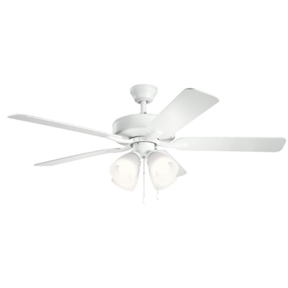 Kichler Lighting Matte White 52W 4-Light 5-Blade Medium E-26 LED Ceiling Fan 