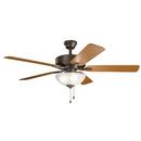 52W 3-Light LED 5-Blade Ceiling Fan in Satin Natural Bronze