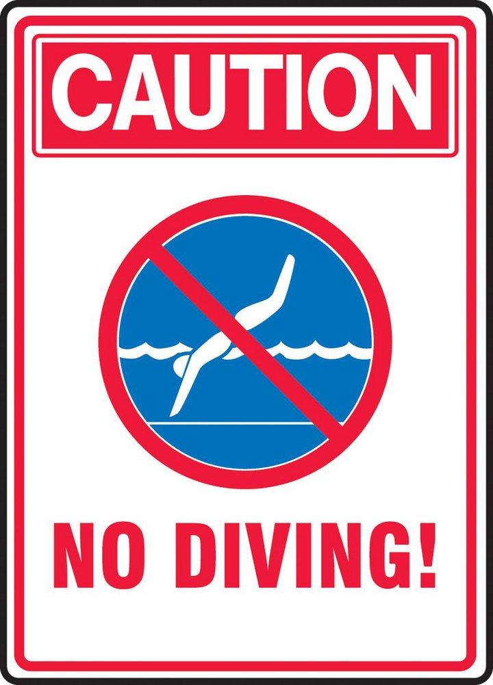 Accuform Signs Blue Polyethylene Caution No Diving! Sign in Red 