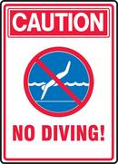 Accuform Signs Blue Polyethylene Caution No Diving! Sign in Red 