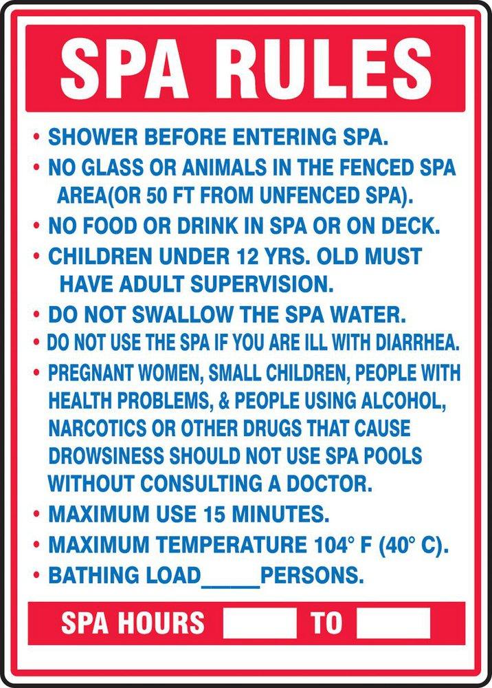 Accuform Signs Blue Polyethylene Spa Rule Sign in Blue 