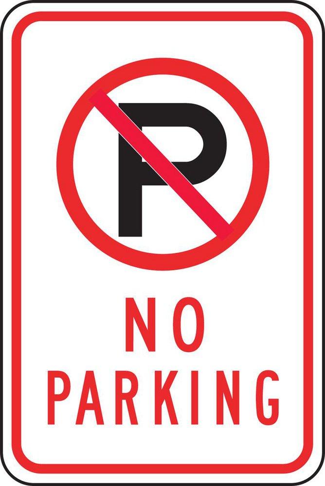 Accuform Signs Black Aluminum No Parking Sign in Red 