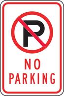 Accuform Signs Black Aluminum No Parking Sign in Red 