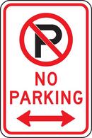 Accuform Signs Black Aluminum No Parking Sign in Red 