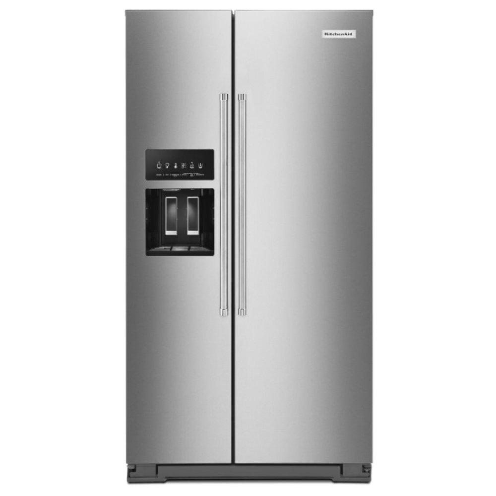 KitchenAid PrintShield&trade; Stainless Steel 35-3/4 in. 19.8 cu. ft. Counter Depth, Side-By-Side Refrigerator 
