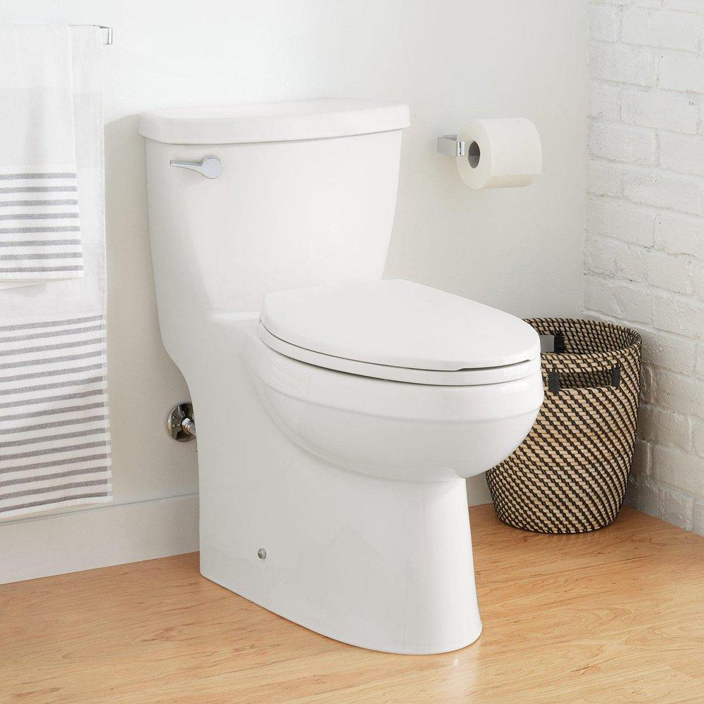 Signature Hardware White 1.28 gpf Elongated Floor Mount One Piece Toilet with Seat 