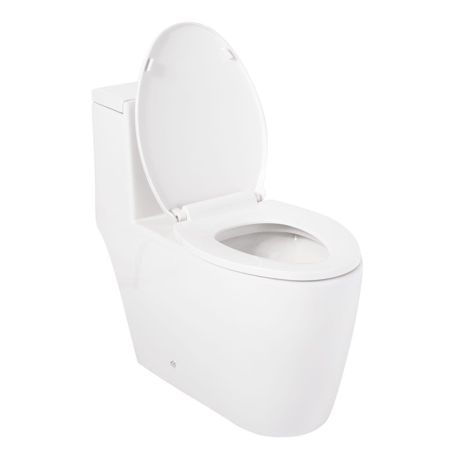 Signature Hardware White 1.28 gpf Elongated One Piece Toilet 
