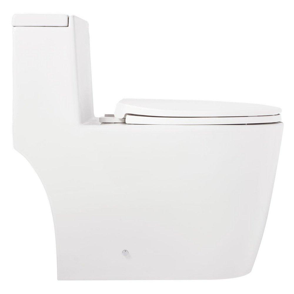 Signature Hardware White 1.28 gpf Elongated Floor Mount One Piece Toilet with Seat 