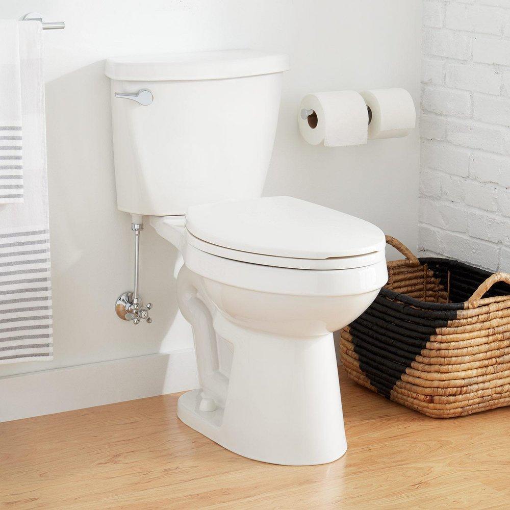 Signature Hardware White 1.28 gpf Elongated Floor Mount Toilet Bowl 