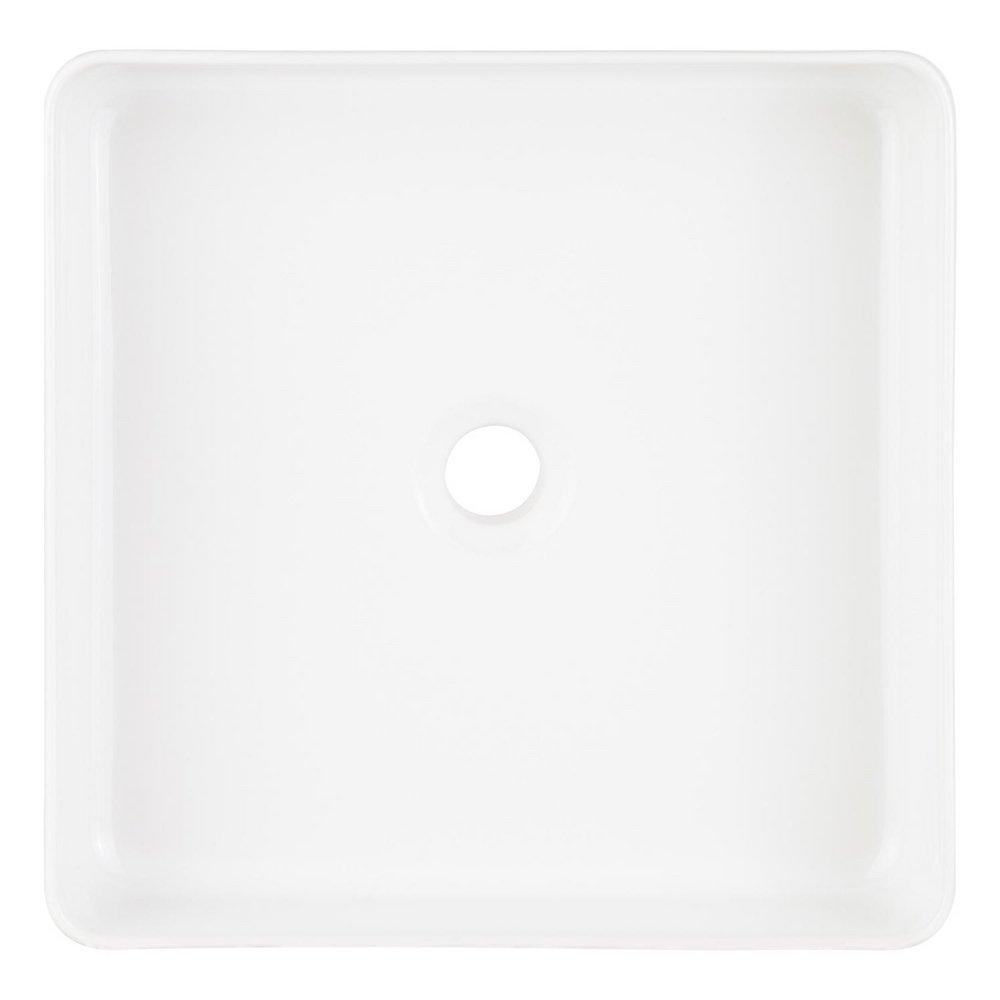 Signature Hardware White 16 in. Rectangular Fireclay Vessel Bathroom Sink 