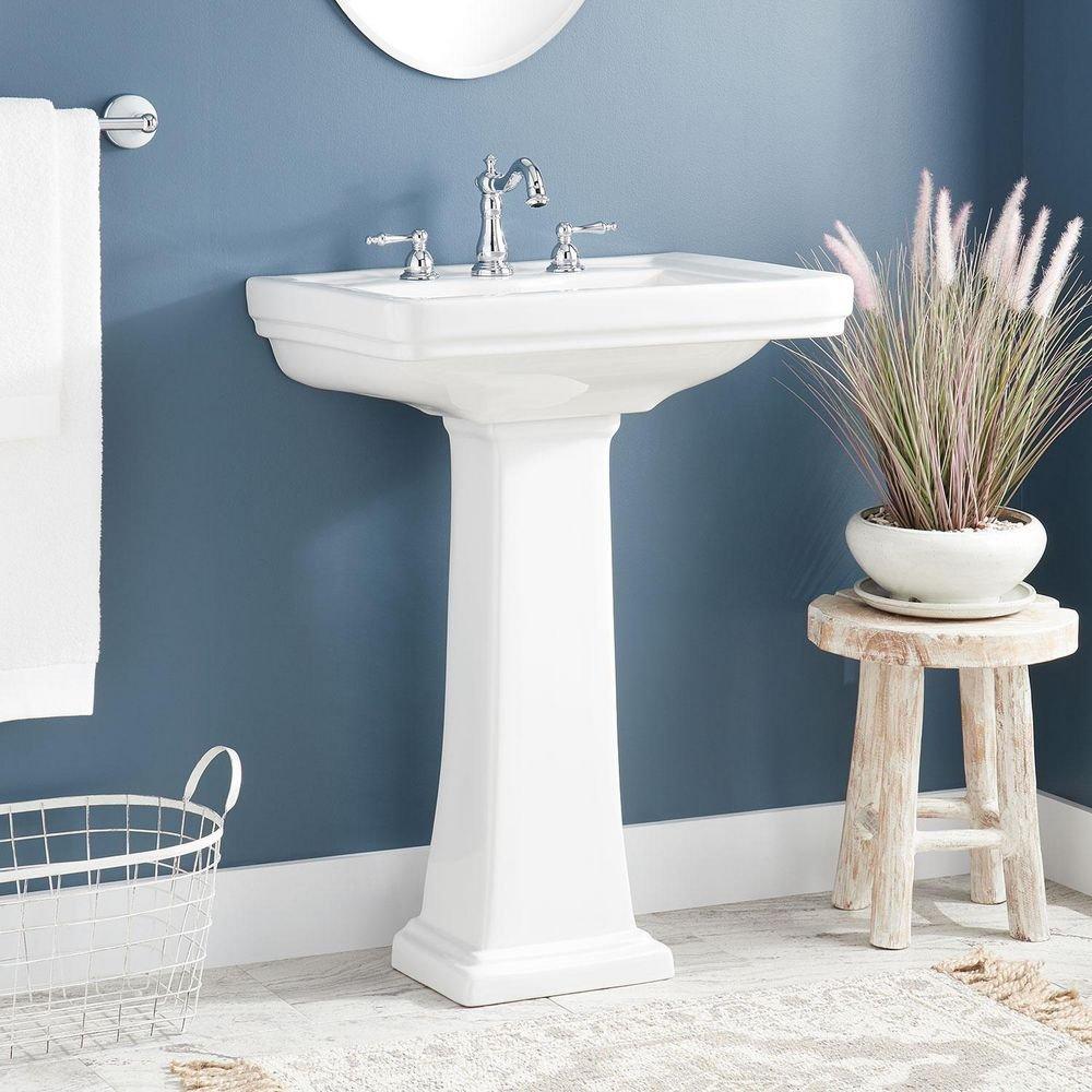 Signature Hardware White Pedestal Bathroom Sink 