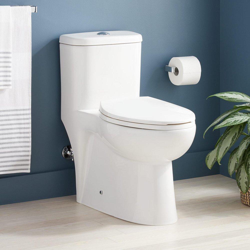 Signature Hardware White 1.28 gpf Elongated One Piece ADA Compliant Toilet 