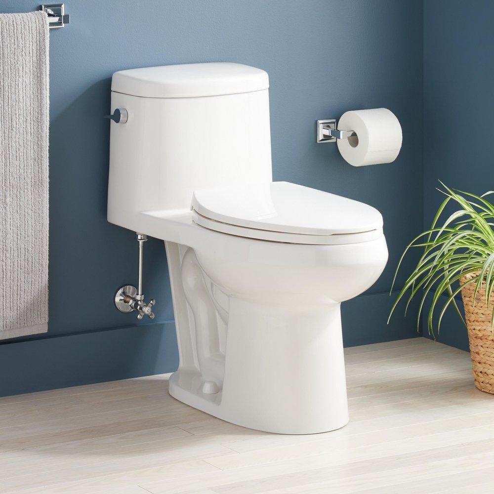 Signature Hardware White 1.28 gpf Elongated One Piece Toilet with Seat 