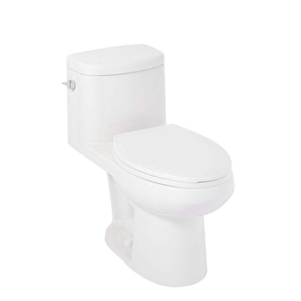 Signature Hardware White 1.28 gpf Elongated One Piece Toilet with Seat 