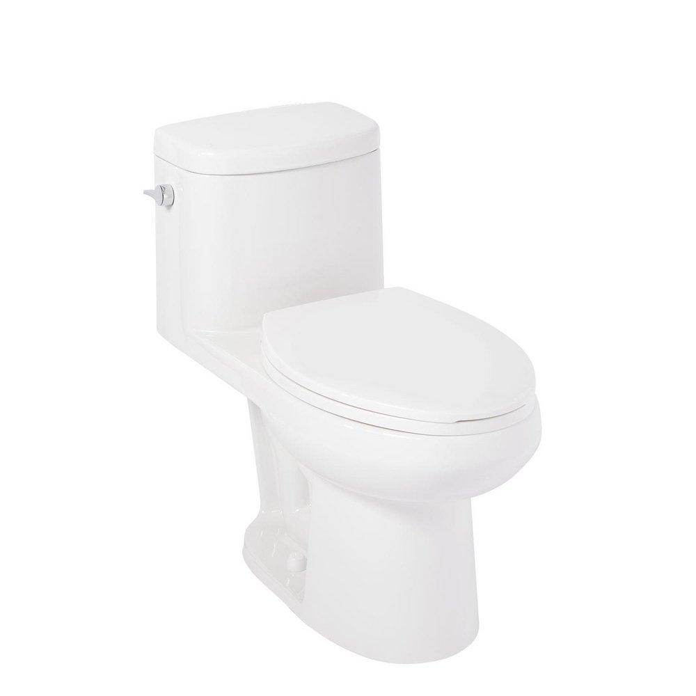 Signature Hardware White 1.28 gpf Elongated One Piece Toilet with Seat 