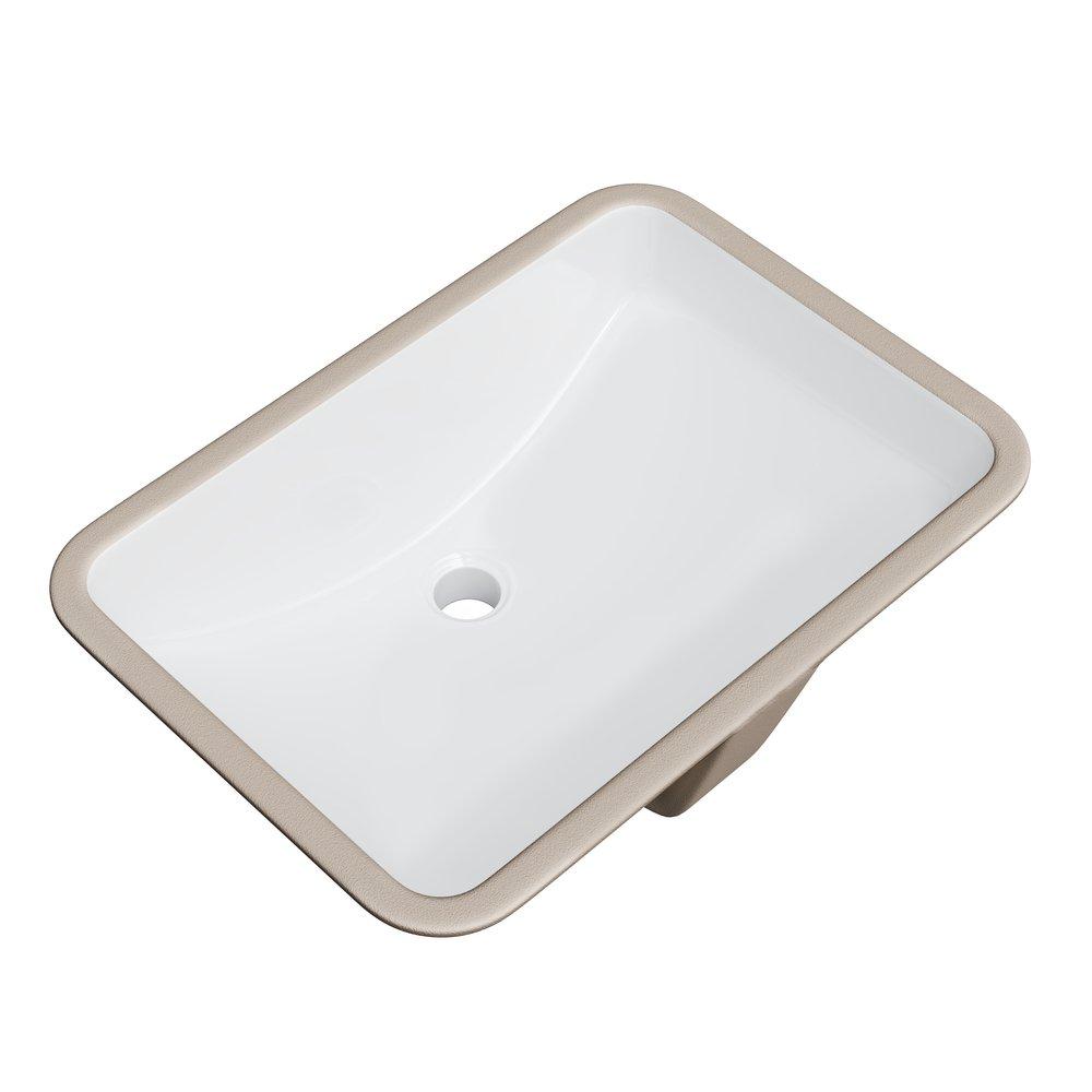 Miseno Undermount Bathroom Sink - 18.5" Rectangular Porcelain, Rear Drain, Includes Mounting Clips - View #5
