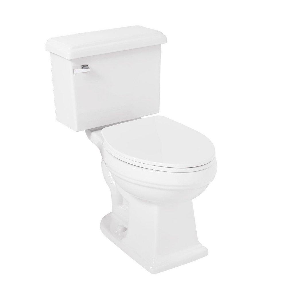 Signature Hardware White Elongated Floor Mount Two Piece Toilet Bowl with Seat 