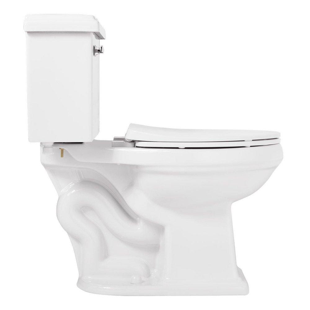 Signature Hardware White Elongated Floor Mount Two Piece Toilet Bowl with Seat 