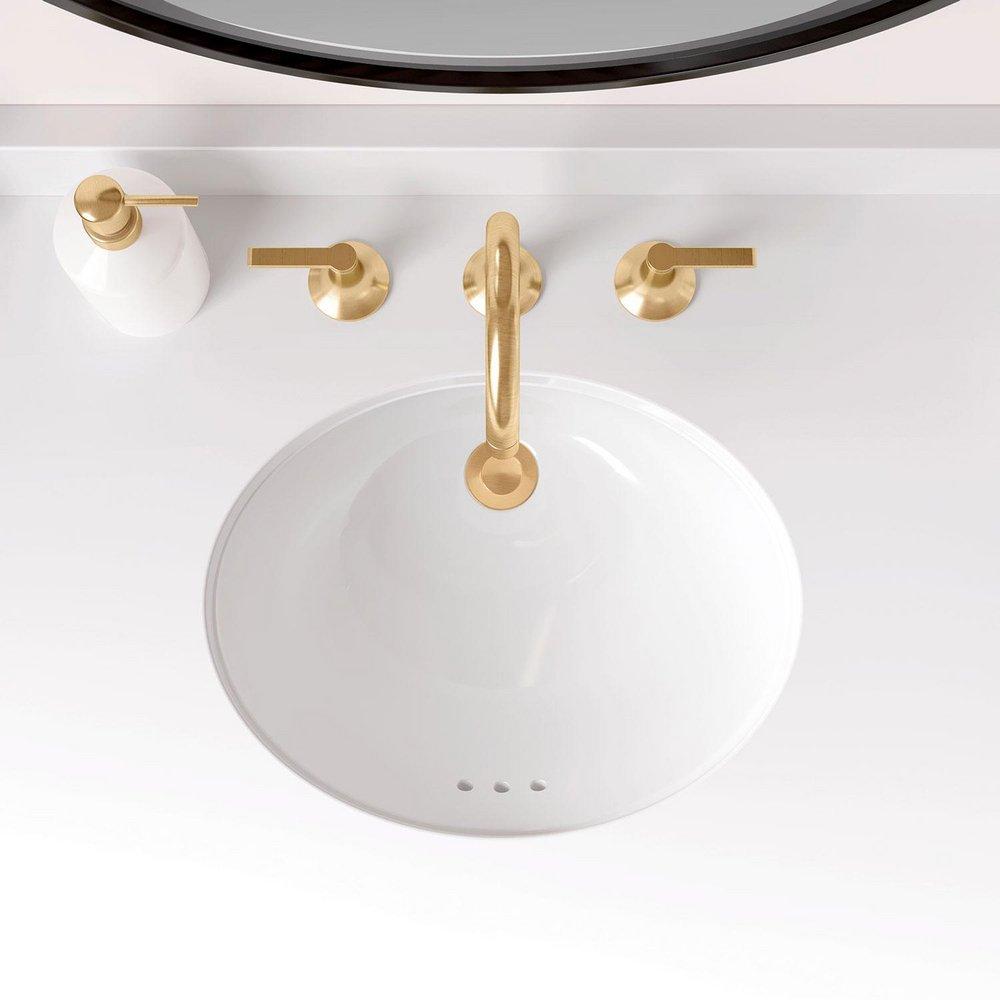 Signature Hardware White 17 in. Oval Undermount Bathroom Sink 
