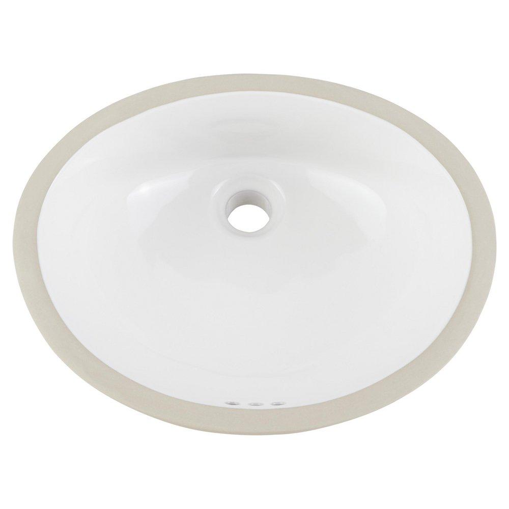 Signature Hardware White 17 in. Oval Undermount Bathroom Sink 