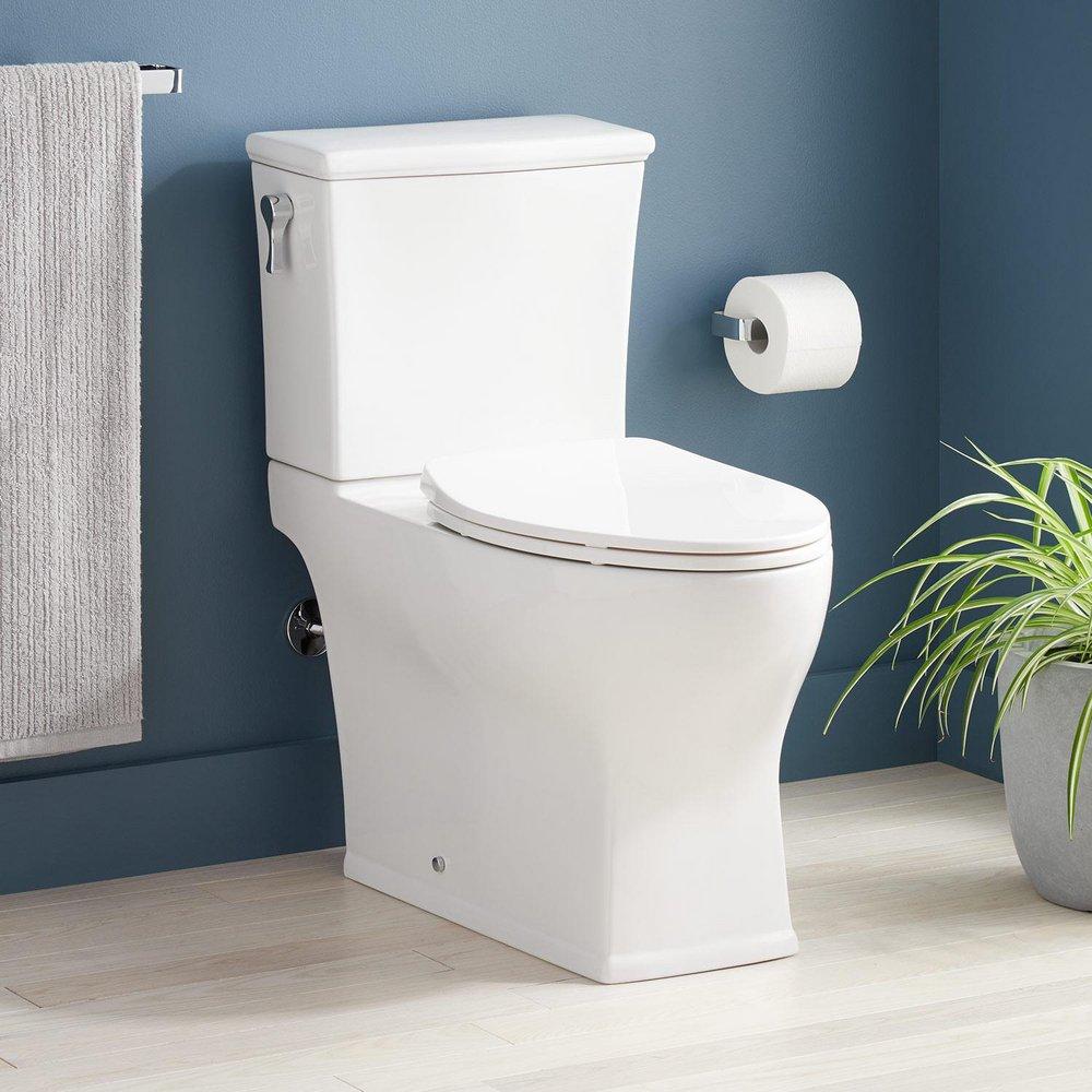 Signature Hardware White 1.28 gpf Elongated Floor Mount Toilet Bowl with Seat 