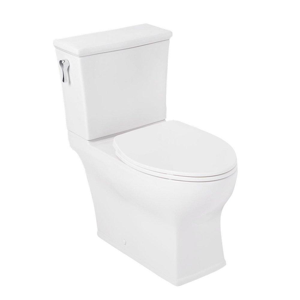 Signature Hardware White 1.28 gpf Elongated Floor Mount Toilet Bowl with Seat 