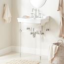Integral Bathroom Sink in White with Chrome Stand