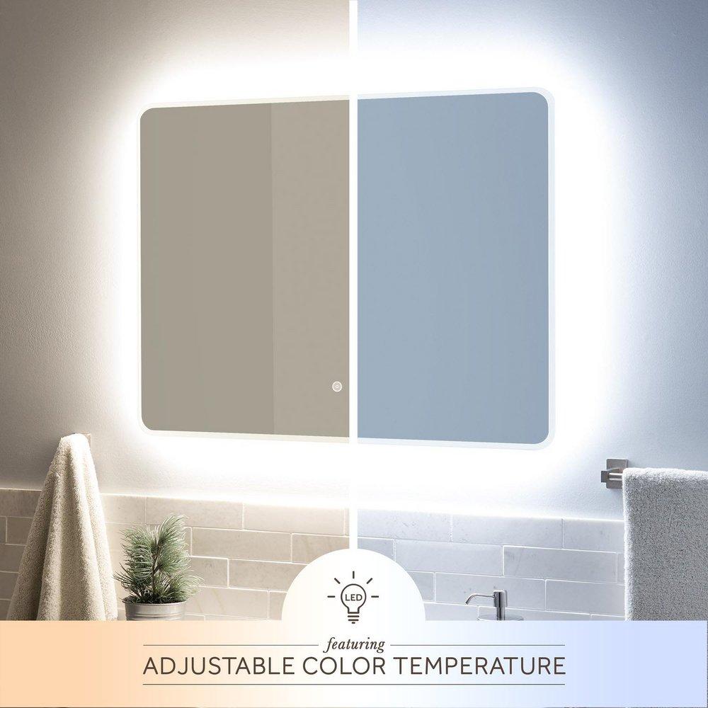 Signature Hardware Silver Rectangular Lighted Mirror with Tunable LED in Silver 