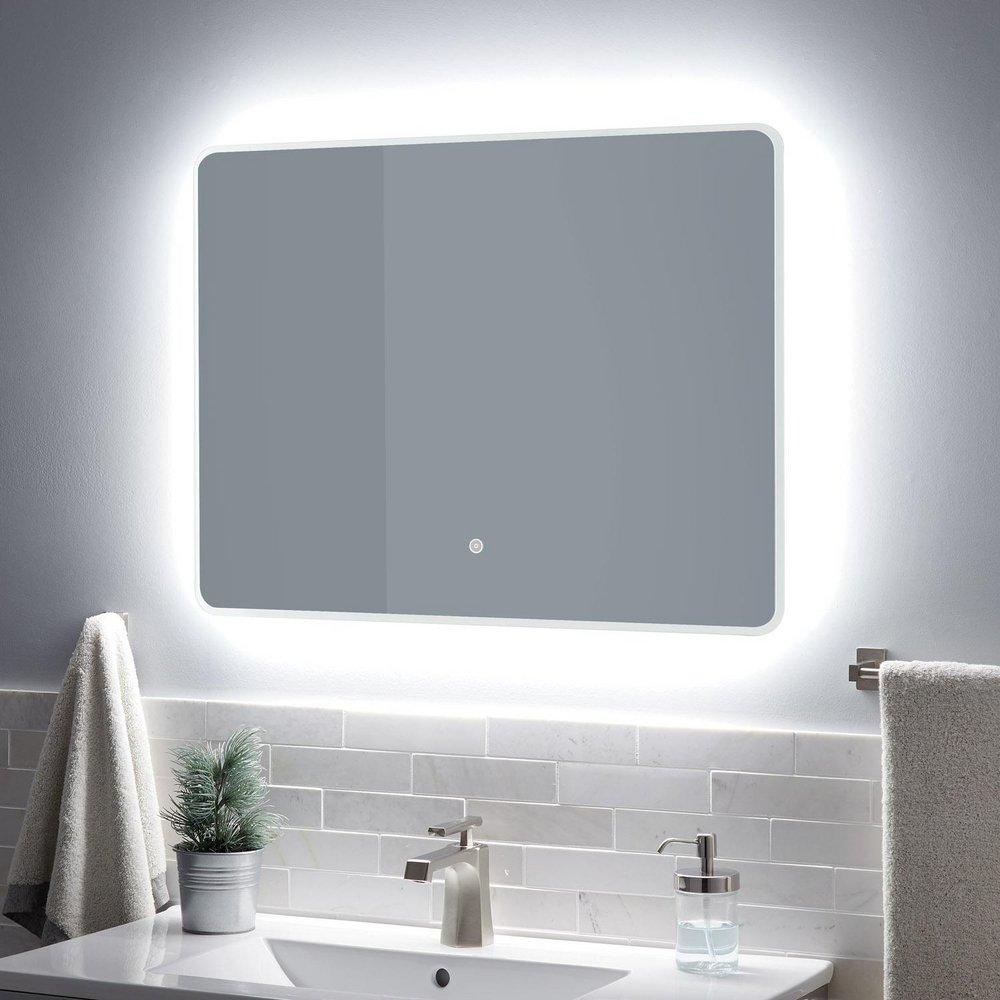 Signature Hardware Silver Rectangular Lighted Mirror with Tunable LED in Silver 