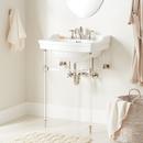 Integral Bathroom Sink in White with Polished Nickel Stand