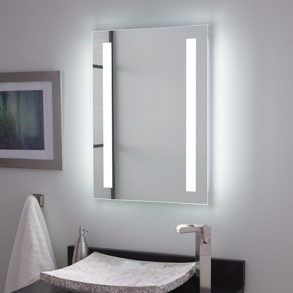 Signature Hardware Silver Rectangular Lighted Mirror with Tunable LED in Silver 