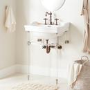 Integral Bathroom Sink in White with Oil Rubbed Bronze Stand