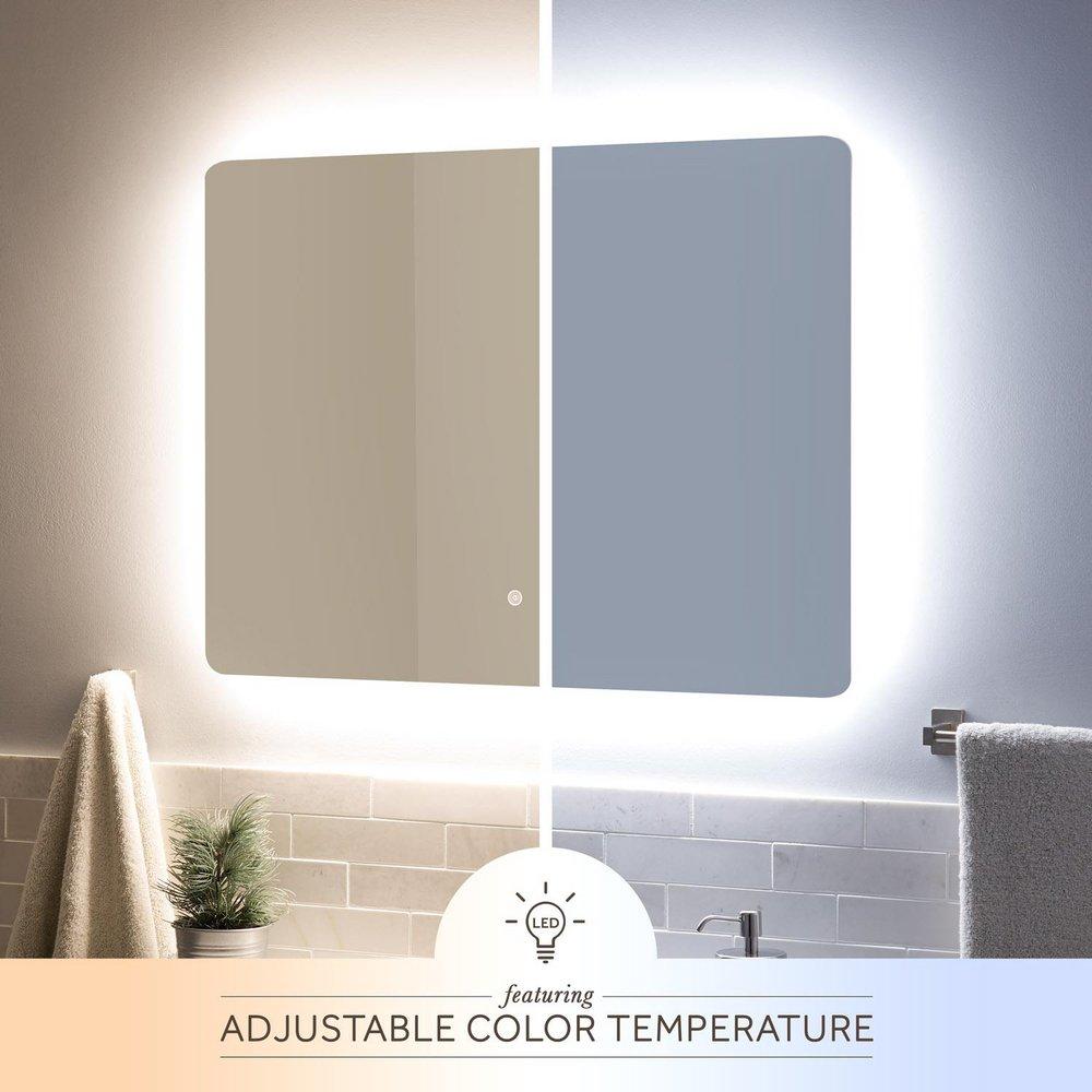 Signature Hardware Silver Rectangular Lighted Mirror with Tunable LED in Silver 
