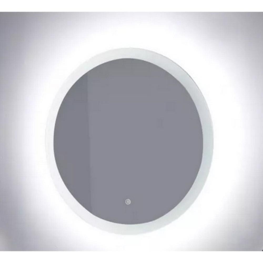 Signature Hardware Silver 22-7/8 in. Round Lighted Mirror with Tunable LED 
