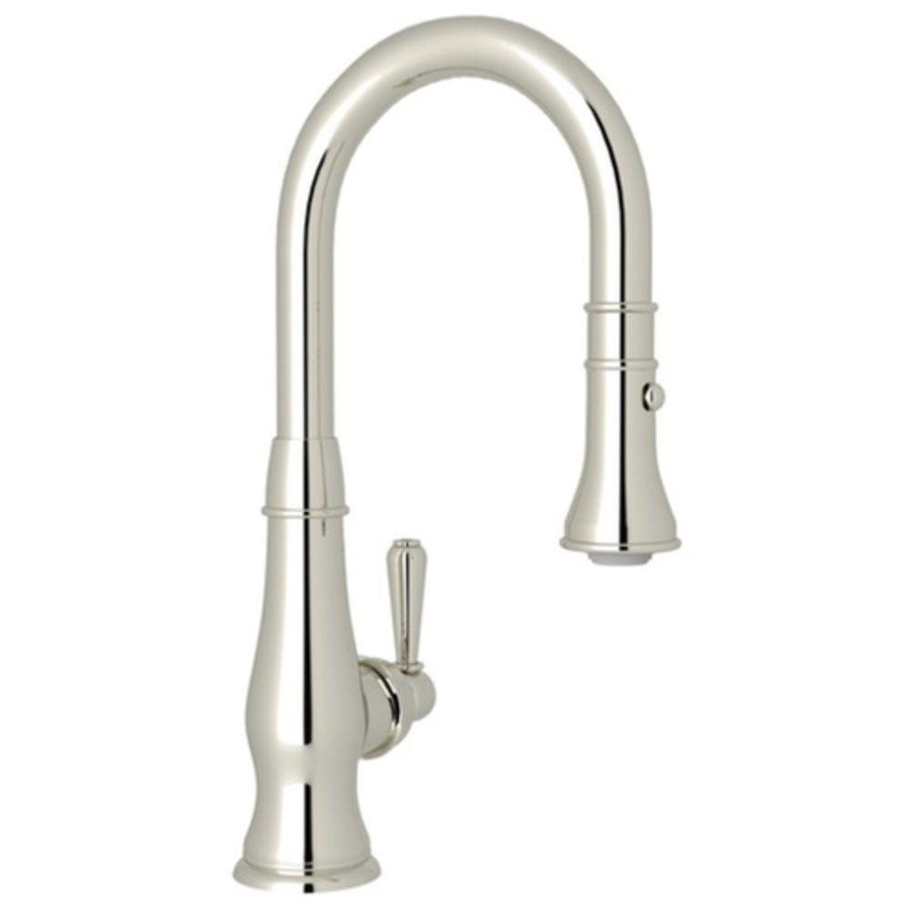 Single Handle Pull Down Kitchen Faucet in Polished Nickel 