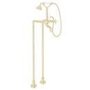 ROHL&reg; Unlacquered Brass Three Handle Cross Floor Mount Filler (Trim Only) 