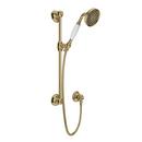 SPECIAL ORDER ONLY NON-CANCELABLE AND NON-RETURNABLE ROHL SHOWER MERCHANDISE PAK ITALIAN HANDSHOWER SET IN UNLACQUERED BRASS WITH 1200 RAIL 1100/8E BRASS HANDSHOWER 16295 HOSE AND 1295 WALL OUTLET 