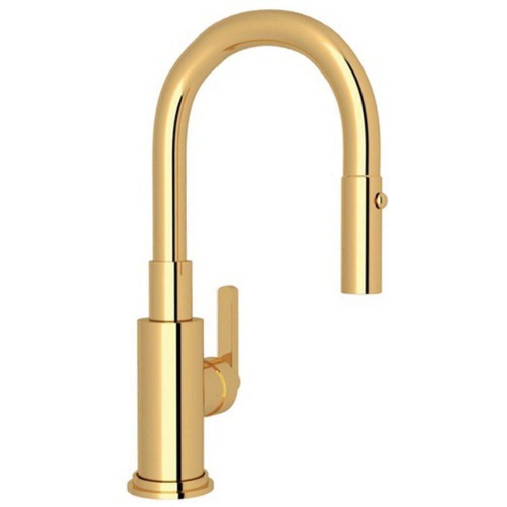 Single Handle Pull Down Kitchen Faucet in Italian Brass 