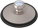 Disposal Stopper with Shaw Logo in Satin Nickel with White