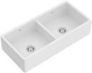 18-3/8 x 39-1/4 in. Fireclay 2 Bowl Apron Front Kitchen Sink in White